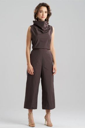 Natori Techno Poplin Cropped Pants With Embroidery in Dark Brown at Nordstrom, Size X-Large
