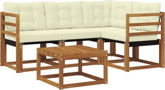 vidaXL Conjunto De Sof&aacute;s De Exterior 5 Uds. Natural Y Crema Vidaxl