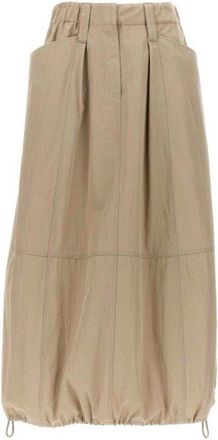 Brunello Cucinelli Beige Gathered Hem Skirt, Brand Size 46 (US Size 12)