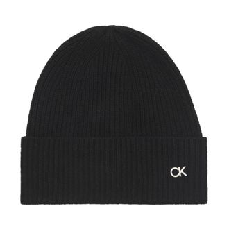 Calvin Klein Re-lock Beanie en Sjaal - Dames - Hoeden - Zwart - ONE Size - Wol - Accessoires