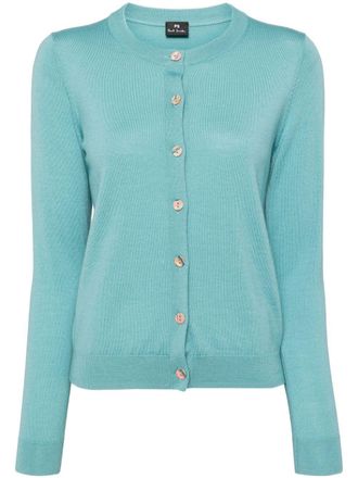 Paul Smith Cardigan con bordo a coste - Blu