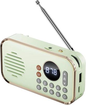 OEM Radio Fm Port&aacute;til Recargable, Peque&ntilde;o Altavoz Inal&aacute;mbrico Bluetooth, Sonido Est&eacute;reo Envolvente, Usb, Radios Vintage, Verde Claro