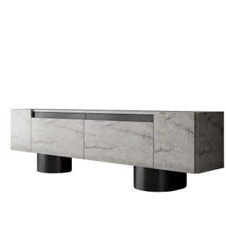 Asir Group LLC Mueble Tv, Mesa Tv, Mueble Bajo. Stand Travertine Negro