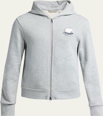 Moncler Mens Chenille-Logo Full-Zip Hoodie