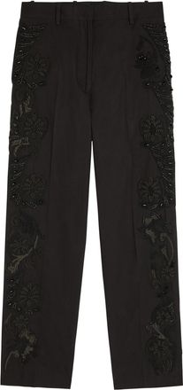 Dries Van Noten Pilar Embroidered Tapered-leg Woven Trousers - Black - 34 (UK6 / XS)