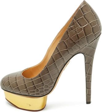 Charlotte Olympia Pumps Dolly con effetto coccodrillo - Marrone