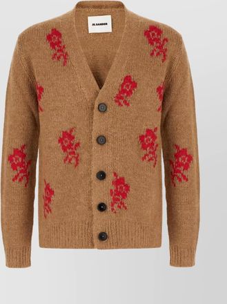 Jil Sander floral pattern alpaca blend cardigan