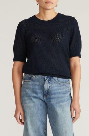 Universal Standard Rosie Cotton Pointelle Sweater in Navy Blue at Nordstrom, Size 3Xl