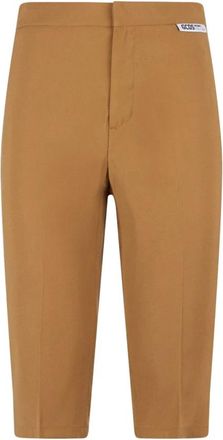 GCDS Cupro Tailoring Capri Broek - Dames - Vrijetijds broeken - Bruin - L - Leer - Broeken