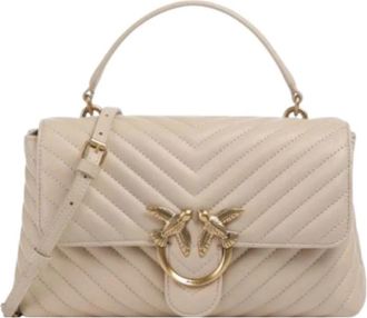 Pinko Classic Lady Love Bag Puff Chevron - Dames - Handtassen - Beige - ONE Size - Katoen - Tassen