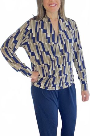Ariella Surplice Geometric Top In Multi