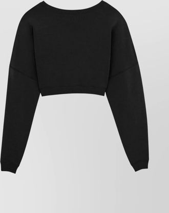 Saint Laurent embroidered sleeve cropped knit sweater