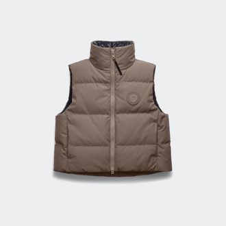 Canada Goose Grandview Cropped Vest Tonal Disc (Women, Taupe Grey, XS)