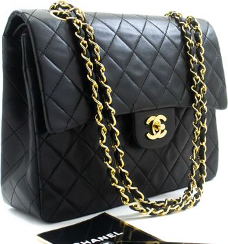 Chanel Timeless - Classic Double Flap Leather Black Leather Handbag (Pre-Owned)