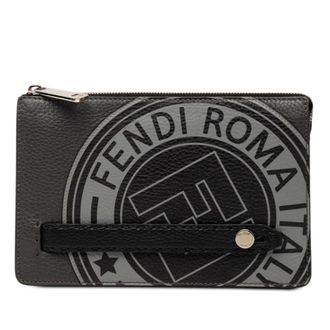 Fendi Pre-owned Fendi Grained Leather Roma Selleria Zip Clutch Ladies Y5L6UY9PY49WKKBO