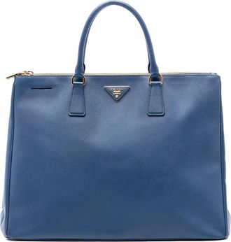 Prada 2010-2025 Extra Large Saffiano Lux Galleria Double Zip tote bag - Blu