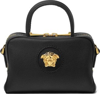 Versace La Medusa leather mini tote bag - women - Calf Leather/Cotton - One Size - Black