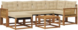 vidaXL Conjunto De Sof&aacute;s De Exterior 7 Uds. Natural Y Beige Vidaxl