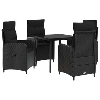 vidaXL Juego De Mesa Y Sof&aacute; Con Coj&iacute;n Con Almohada 5 Pcs Negro Vidaxl