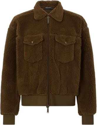 Dsquared2 Fleece Jacket with Logo - male - Dsquared2 - Light Jackets - Brown - XL - Jackets