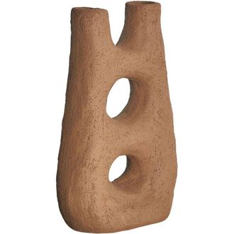 Beliani Beliani - Flower Vase Stoneware 27 cm Living Room Bedroom Dining Room Decoration Home Accessories Waterproof Brown Uaru