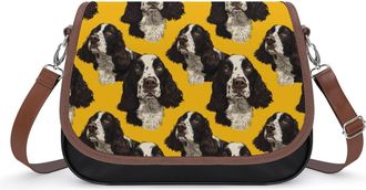 Generic English Springer Spaniel Dog Womens Crossbody Bag Fashion Shoulder Handbags Message Tote Bag with Adjustable Strap