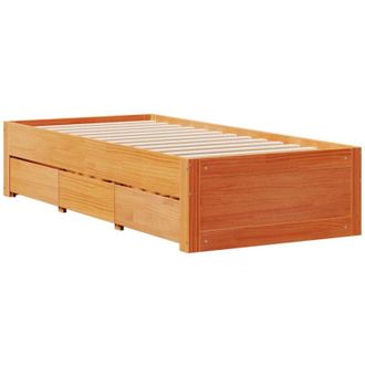 vidaXL Cama Sin Colch&oacute;n Con Cajones Madera De Pino Marr&oacute;n 100x200 Cm Vidaxl