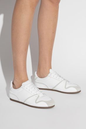 Moschino Leather Sports Shoes, Womens, White
