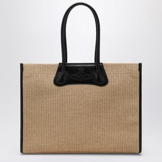 Vivienne Westwood Troy tote bag in raffia-effect fabric, natural