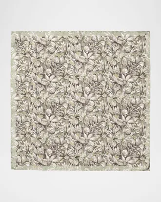 Eton Men & apos;s Floral Artwork Silk Pocket Square
