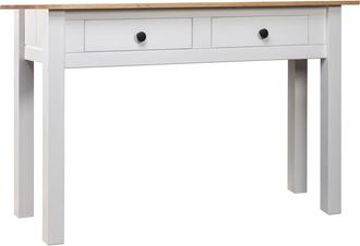 vidaXL Mesa Consola Madera Maciza Pino Panam&aacute; Blanco 110x40x72cm Vidaxl