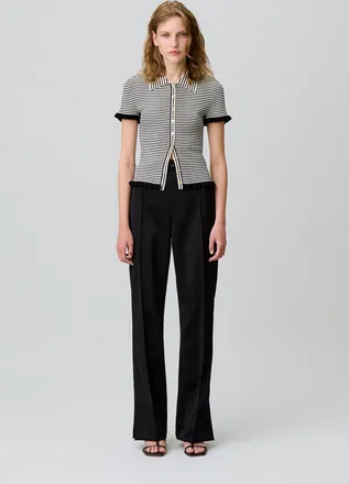 Claudie Pierlot Top polo rayures boutonn&eacute;