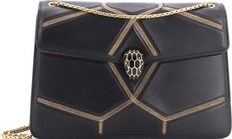 Bulgari Glam Rebel Serpenti Forever Shoulder Bag Chain Embellished Quilted Leather Medium