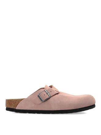 Birkenstock Boston Leve Mules In Pink Suede Leather