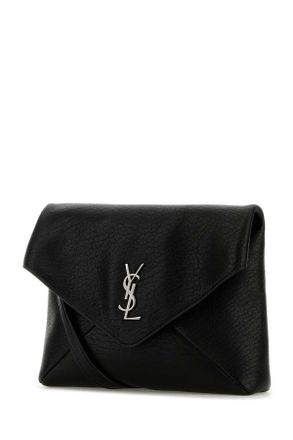 Saint Laurent Mens Black Leather Cassandra Clutch Nero Borse A Tracolla
