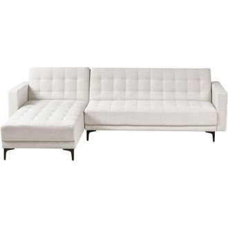 Beliani Divano letto angolare in tessuto bianco sporco versione destra Aberdeen