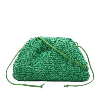 Bottega Veneta Pre-owned Clutches, female, Green, Size: ONE SIZE Pre-owned Raffia Crossbody Bag