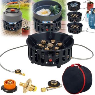 OEM Estufa De Gas De 16800 W Con 3 Adaptadores, Resistente Al Viento, Para Camping, Con Encendido Piezoel&eacute;ctrico, Bolsa De Transporte, Port&aacute;til, Para Exte