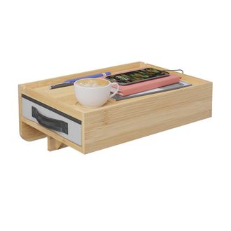 Relaxdays Relaxdays Mesita De Noche Para Litera, Estante Cama Colgante, Mesilla Bamb&uacute;, 14x37x26,5 Cm, Caj&oacute;n Y Posavasos, Natural