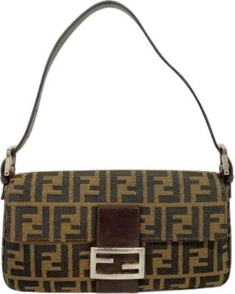 Fendi Pre-owned Shoulder Bags, female, Brown, Size: ONE SIZE Pre-owned Vintage Nylon Shoulder Bag