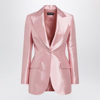 Dolce & Gabbana Giacca monopetto in shantung di seta rosa confetto