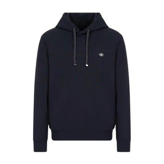Emporio Armani Hoodies & sweatvesten, Heren, Blauw, XS, Katoen, Double Jersey Hoodie