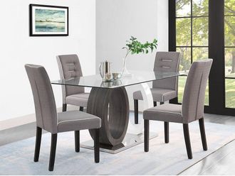 Vente-Unique Lotto di 2 sedie in Tessuto e piedi in hevea Grigio - GABELLE