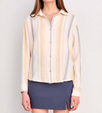 Sundry Long Sleeve Button Down Shirt In Cream Multi Stripes
