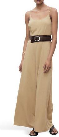 Mango Sleeveless Wide Leg Jumpsuit in Medium Brown at Nordstrom Rack, Size X-Large