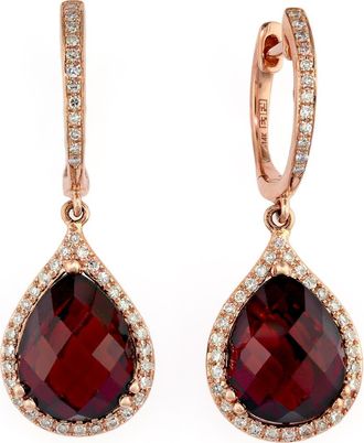 Effy 14K Rose Gold Garnet & Diamond Pear Drop Earrings in 14K Gold at Nordstrom
