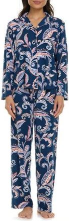 Flora Nikrooz Lindsey Collared Knit Pajamas in Dark Blue at Nordstrom Rack, Size X-Large