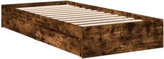 vidaXL Bed Frame with Drawers without Mattress Smoked Oak 100x200 cm Vidaxl
