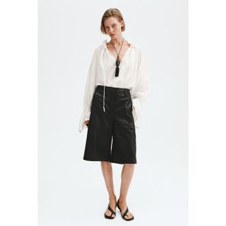 H&M Oversized linen-blend shirt in White at Nordstrom, Size X-Small