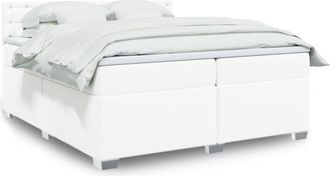 vidaXL Cama Box Spring Con Colch&oacute;n Cuero Sint&eacute;tico Blanco 200x200 Cm Vidaxl